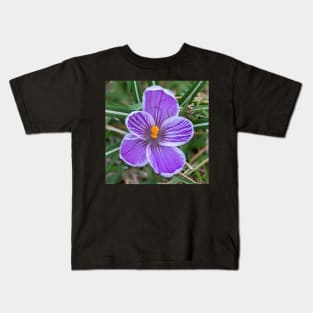 Purple White and Onge Flower 1 Kids T-Shirt